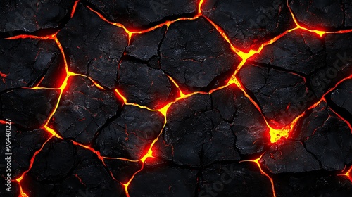 Molten lava carves its way through cracked ground, a fiery display of earth�s force.