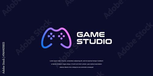 Vector game logo template. Joystick icon M letter game logo