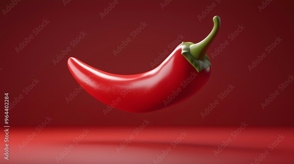 3d model of a red chili pepper levitating in the air on red background 3d model of a red chili pepper levitating in the air on red background