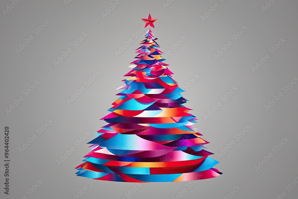 Colorful Abstract Christmas Tree on Clean Isolated Background Colorful Abstract Christmas Tree on Clean Isolated Background