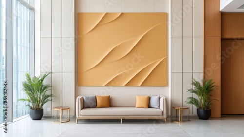 Geometric acrylic art piece in a luxury hotel lobby, New Eve countdown decor