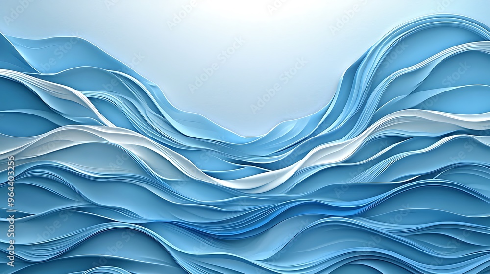 Fototapeta premium Blue wave patterns ripple gracefully, a modern element that captures the movement and fluidity of the ocean.