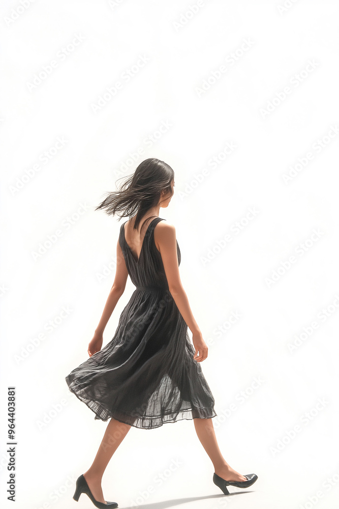 woman walking on white background to cut out for visualization, generative AI woman walking on white background to cut out for visualization, generative AI