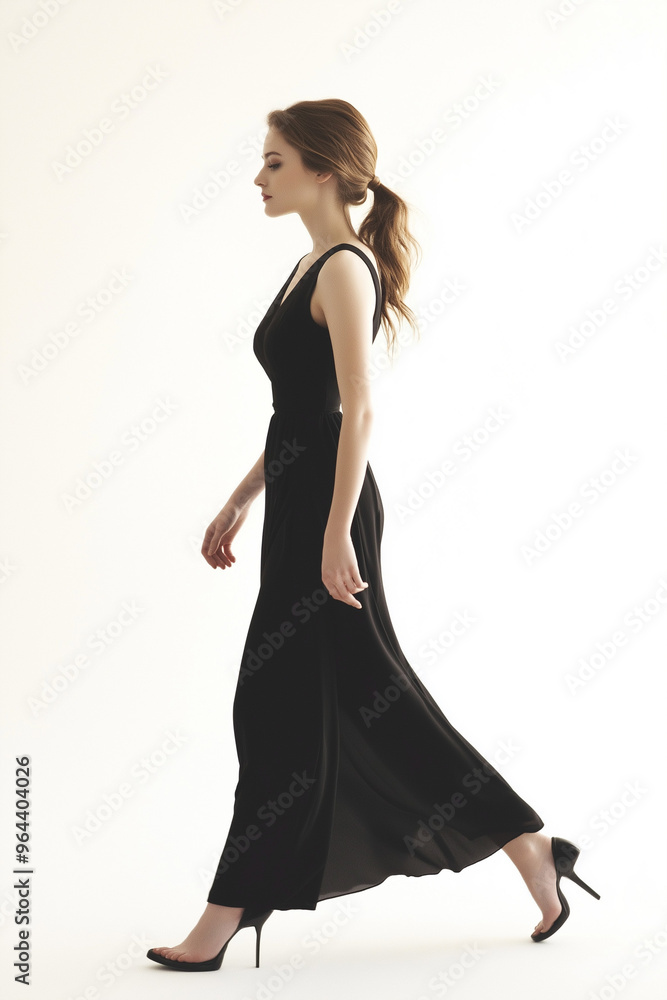 Naklejka premium woman walking on white background to cut out for visualization, generative AI