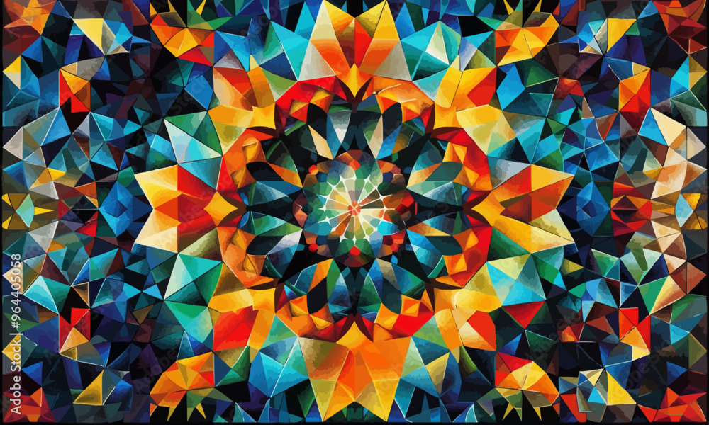 A geometric vector of a kaleidoscope pattern. A geometric vector of a kaleidoscope pattern.