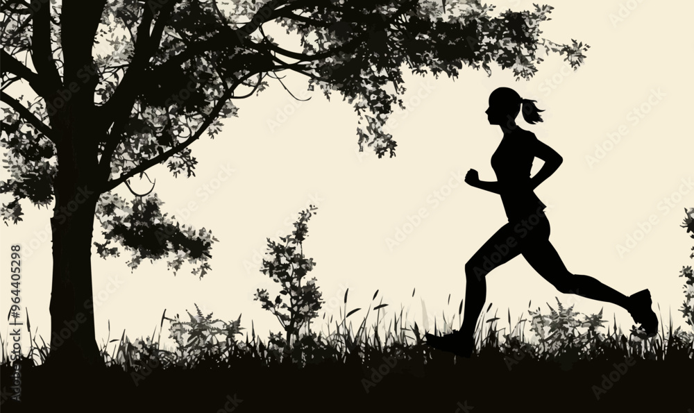 A silhouette vector of a person running. A silhouette vector of a person running.