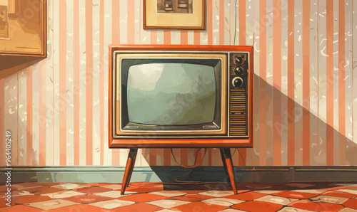 An isolated vector of a retro television.