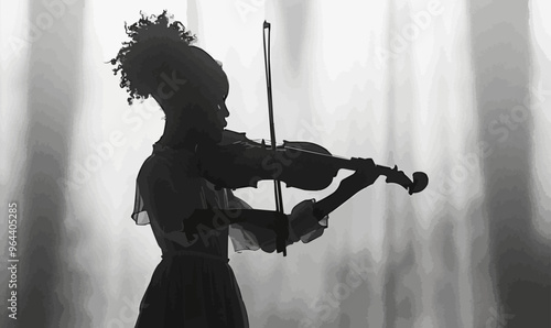 Silhouette of a person playing the violin.