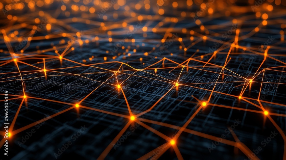 Abstract network with glowing lines and nodes. Abstract network with glowing lines and nodes.