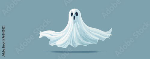 Ghost with a sheet-like appearance floating in the air. Vector flat isolated.