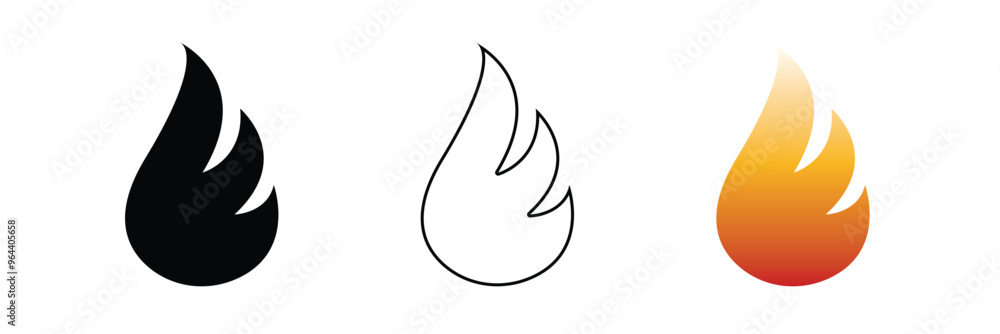 Fire icon collection. Fire flame symbol. Bonfire silhouette logotype. Flames symbols set flat style - stock vector in eps 10. Fire icon collection. Fire flame symbol. Bonfire silhouette logotype. Flames symbols set flat style - stock vector in eps 10.