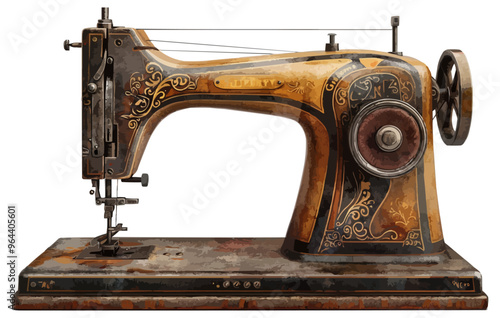An isolated vector of a vintage sewing machine.