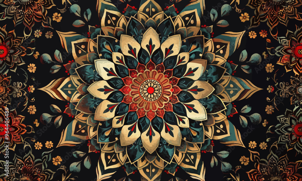 A geometric vector of a mandala pattern. A geometric vector of a mandala pattern.