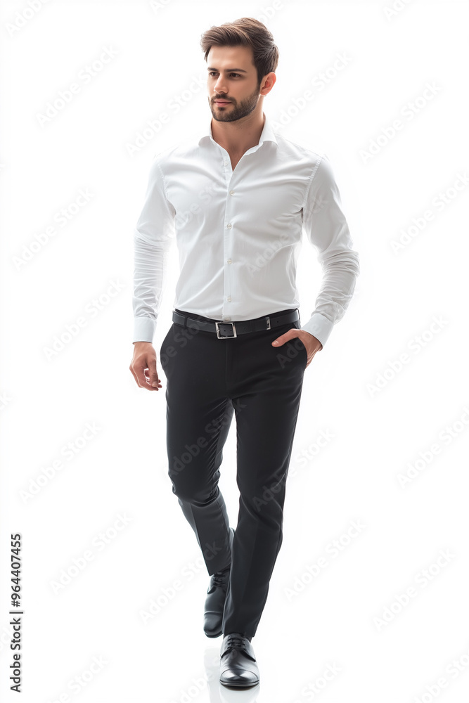 man walking on white background to cut out for visualization, generative AI man walking on white background to cut out for visualization, generative AI