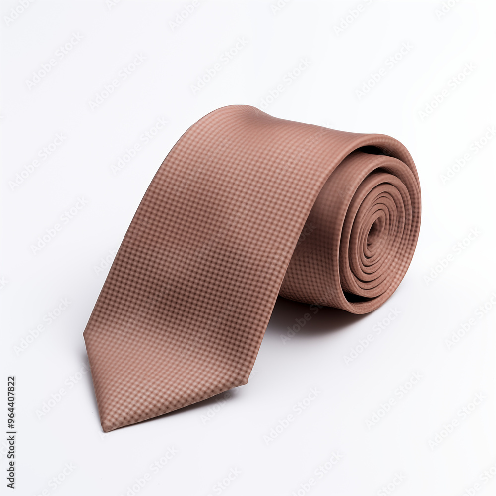 Brown Silk Tie Rolled Up Isolated on White Background Brown Silk Tie Rolled Up Isolated on White Background