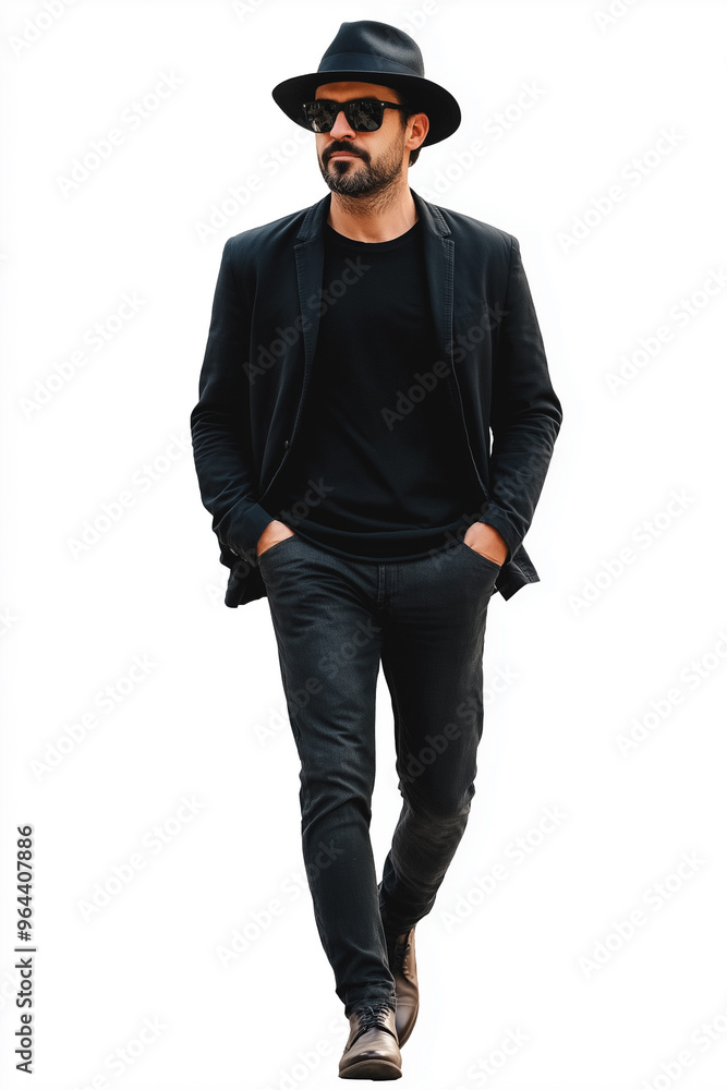 man walking on white background to cut out for visualization, generative AI man walking on white background to cut out for visualization, generative AI