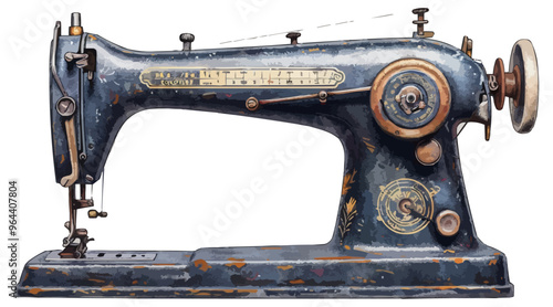 An isolated vector of a vintage sewing machine.