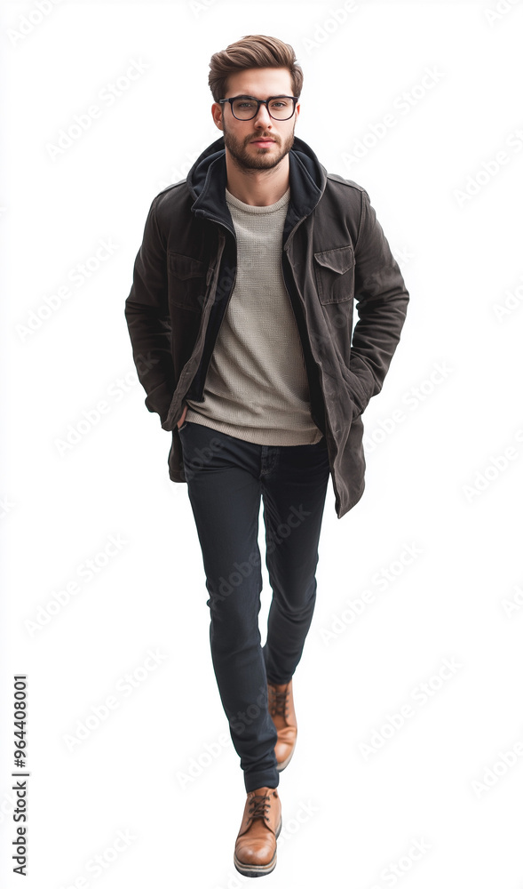 man walking on white background to cut out for visualization, generative AI man walking on white background to cut out for visualization, generative AI