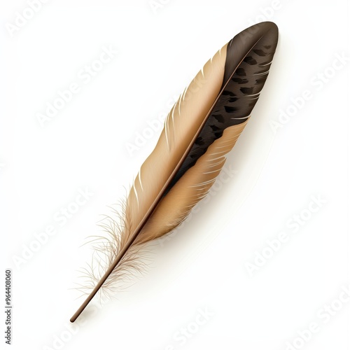 A beautifully detailed feather showcasing shades of brown and black, perfect for nature-themed designs.