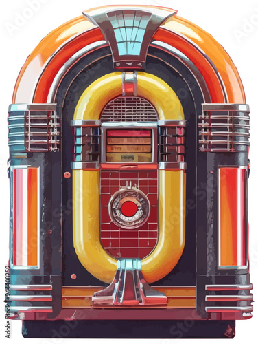 An isolated vector of a retro jukebox.