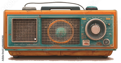 An isolated vector of a vintage radio.
