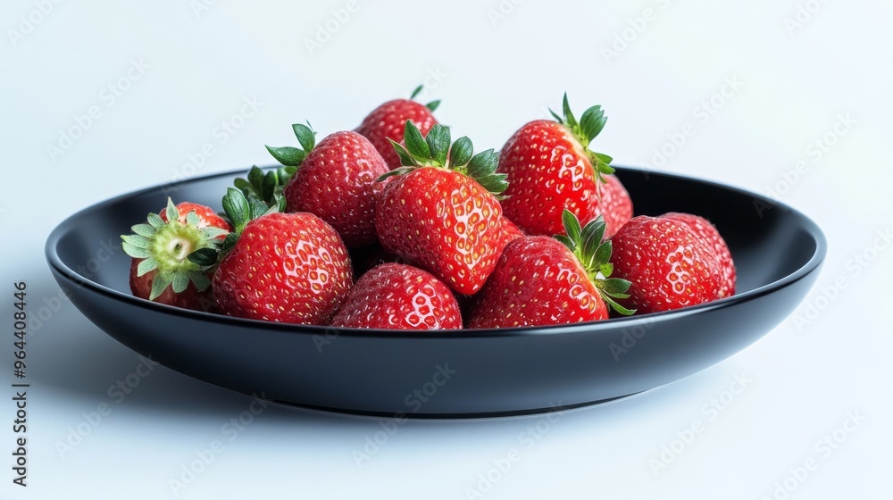 Berries on black ceramic plate on white. Berries on black ceramic plate on white.