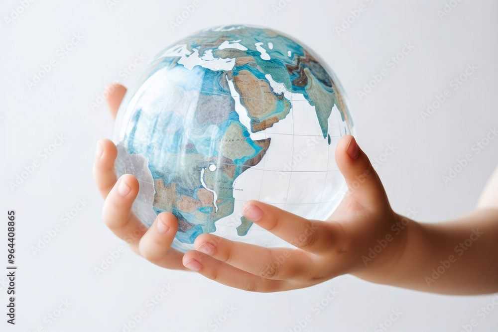 generated illustration of crystal earth in hands. green planet on hand. save of earth. generated illustration of crystal earth in hands. green planet on hand. save of earth.