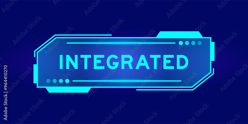 Futuristic hud banner that have word integrated on user interface screen on blue background Futuristic hud banner that have word integrated on user interface screen on blue background