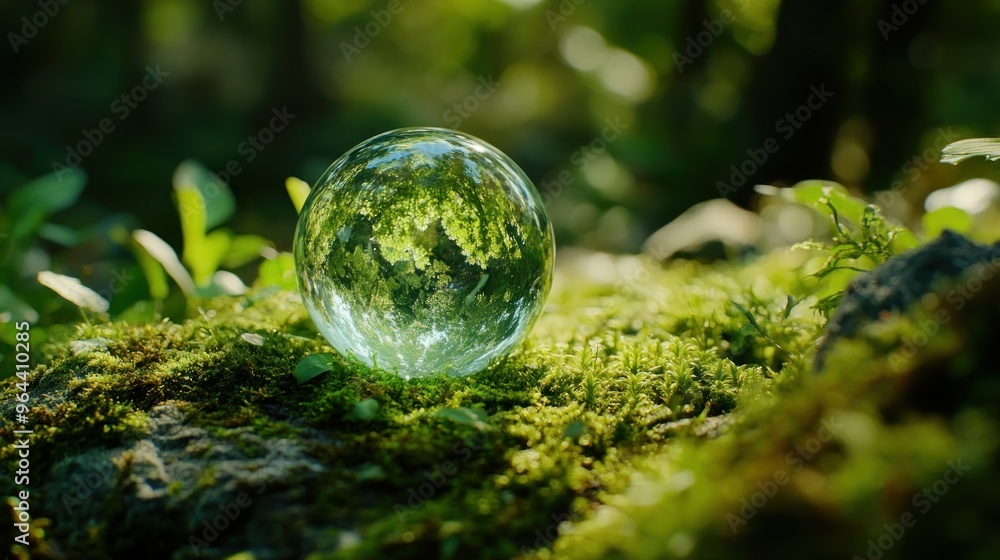 Glass Sphere Reflecting a Lush Forest Glass Sphere Reflecting a Lush Forest