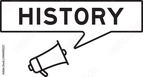 Megaphone icon with speech bubble in word history on white background