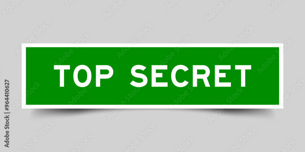 Square sticker label with word top secret in green color on gray background Square sticker label with word top secret in green color on gray background