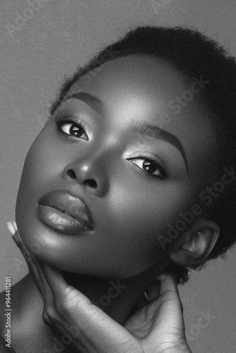 Black and White Portrait of a Beautiful Women Skincare Model