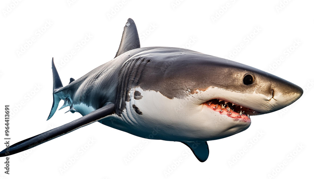 Fototapeta premium Great white shark Isolated on transparent Background, PNG.