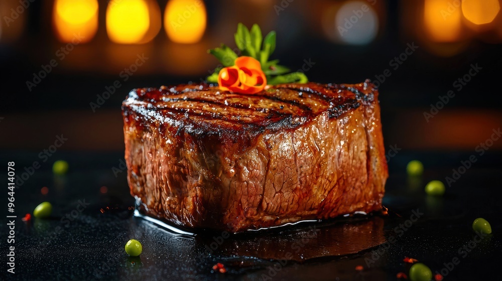 Juicy Wagyu ribeye, grilled to perfection, exclusive restaurant, realistic photograph, Juicy Wagyu ribeye, grilled to perfection, exclusive restaurant, realistic photograph,
