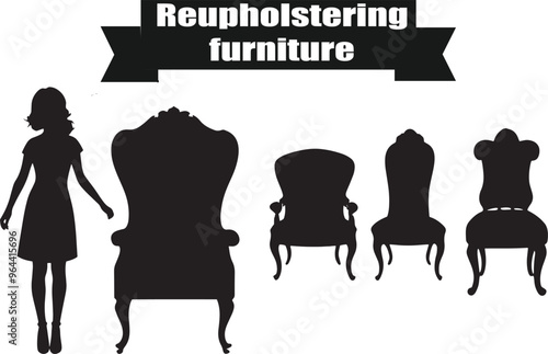 Reupholstering Furniture Minimalist Black Silhouette Vector Collection
