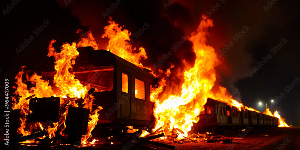 flam exploded Train derailed exploding with fire and smoke. Tanks ...