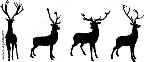 deer silhouette vector collection christmas
