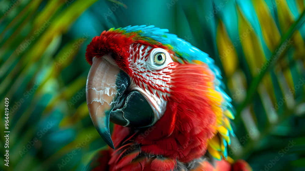 Obraz premium Numa Floresta Tropical Uma Arara Colorida Preenche