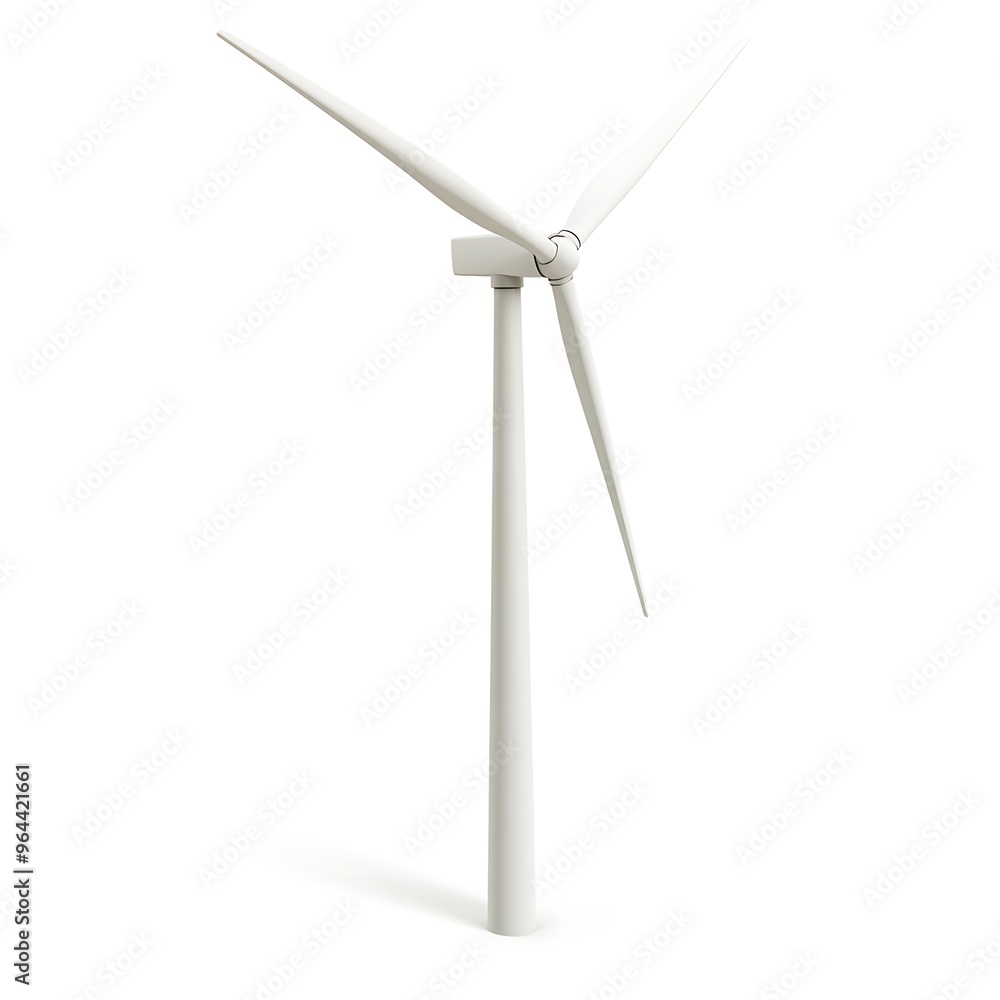 A White Wind Turbine Isolated on a White Background A White Wind Turbine Isolated on a White Background