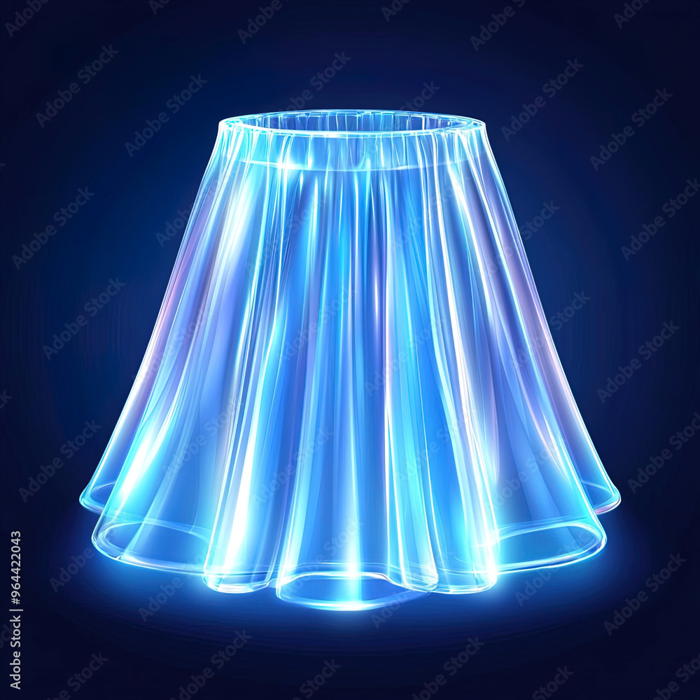 glass skirt with laser gloss isolated on dark background, element for e-commerce promotions glass skirt with laser gloss isolated on dark background, element for e-commerce promotions