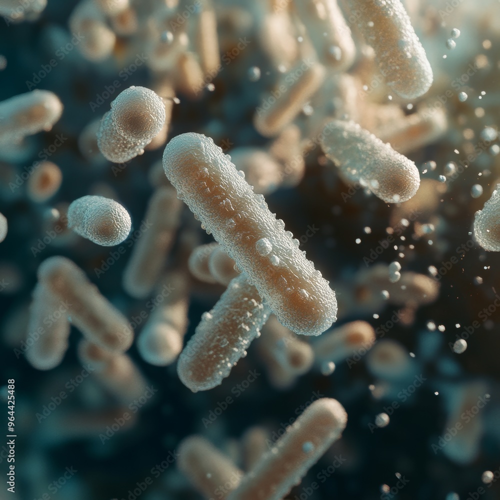semi-transparent bacteria with cells semi-transparent bacteria with cells