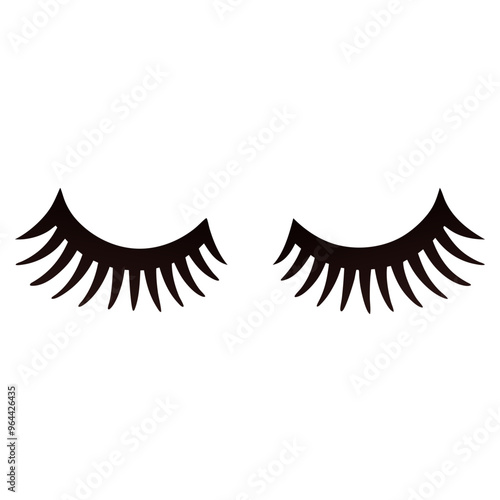 a simple graphic of two closed eyes with long, stylized eyelashes. The eyelashes are bold and black, fanning outwards from the center, giving a dramatic and artistic appearance