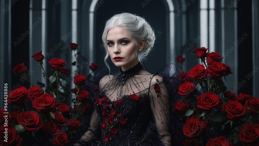 gothic woman in roses gothic woman in roses