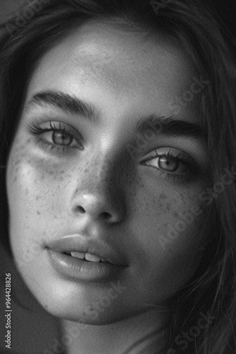 Black and White Portrait of a Beautiful Women Skincare Model