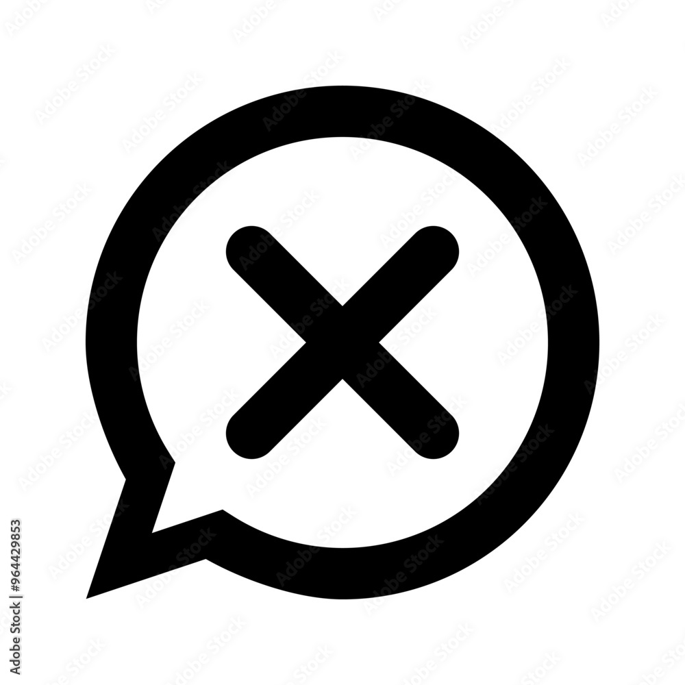 Fototapeta premium cross symbol speech bubble thin line vector icon