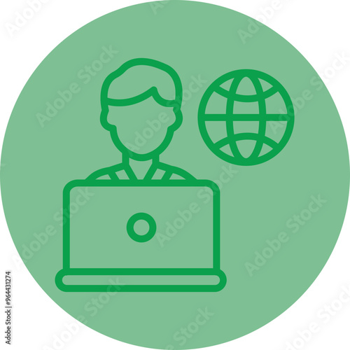 Remote Male Worker Icon Design