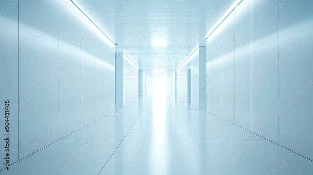 White Corridor with Bright Light at the End White Corridor with Bright Light at the End