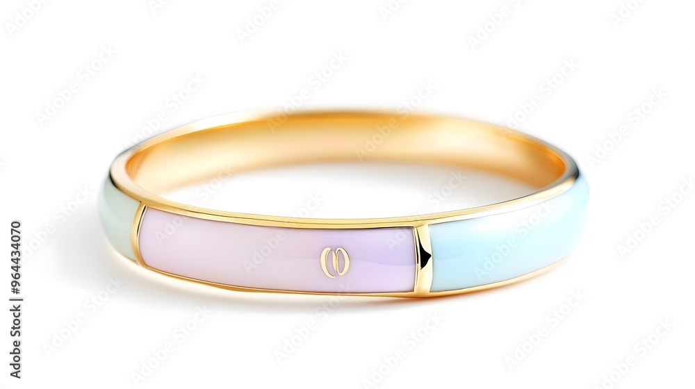 Gold Band with Pastel Enamel & Letter Detail Gold Band with Pastel Enamel & Letter Detail
