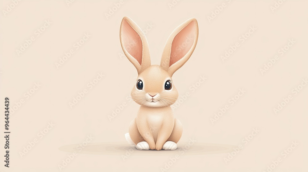 Obraz premium Creative rabbit logo with large ears and a soft, friendly expression, ideal for children's brands or eco-friendly products