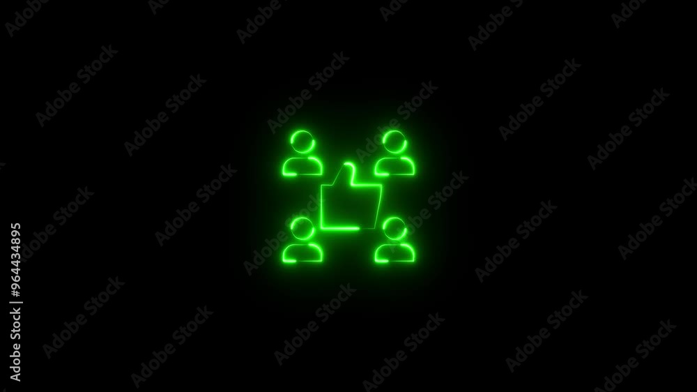 Neon light animated of social media work group people icon on background. Neon light animated of social media work group people icon on background.